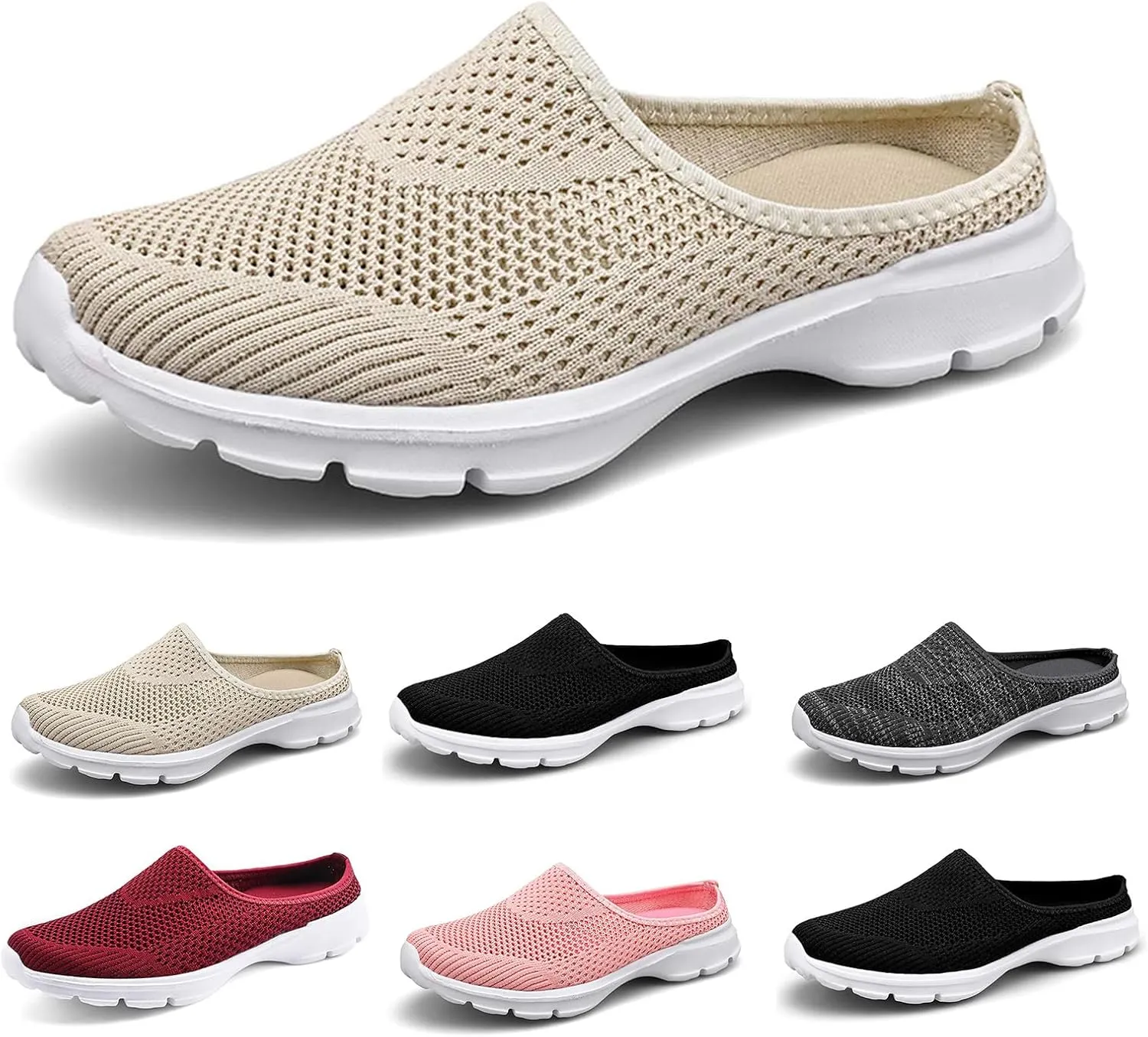 ZWRXW Mules for Women 2025 Summer Air Cushion Platform Mesh Mules Sneaker Non Slip Orthopedic Sneakers Arch Support Diabetic Fasciitis Sandals Lightweight Breathable Slippers Closed Toe Wedge Sandals