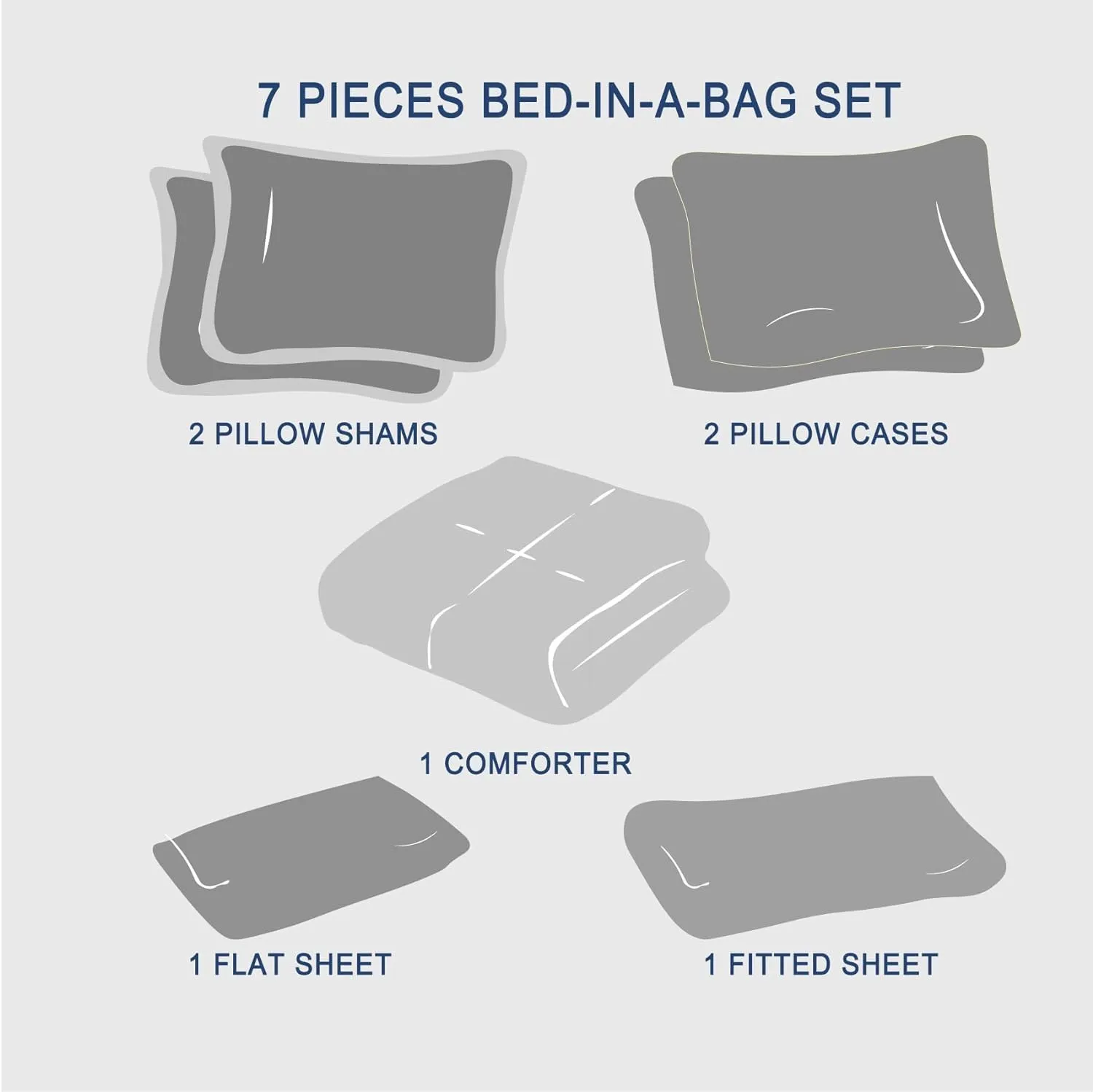 Zzlpp Beige Queen Comforter Set 7 Pieces, Seersucker Bed in a Bag for Bedroom, All Season Bedding Sets with 1 Comforter, 2 Pillow Shams, 2 Pillowcases, 1 Flat Sheet, 1 Fitted Sheet